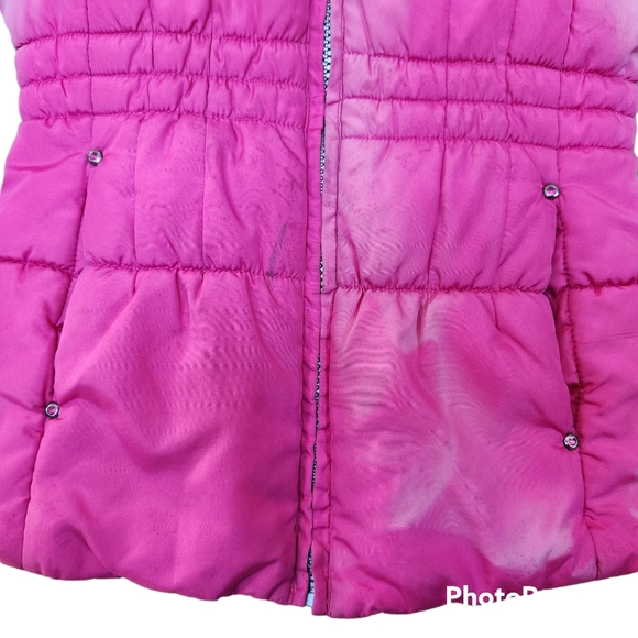 Girl's London Fog Gradient-Pink Fleece Lined Full Zip Hooded Puffer Jacket L/6X - Picture 7 of 16